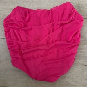 Bright Pink Ruched Corset Crop Top
